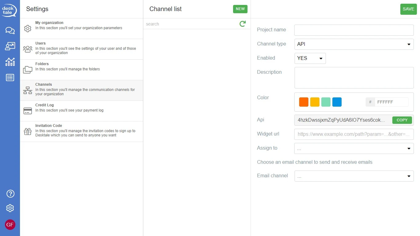 channel API key